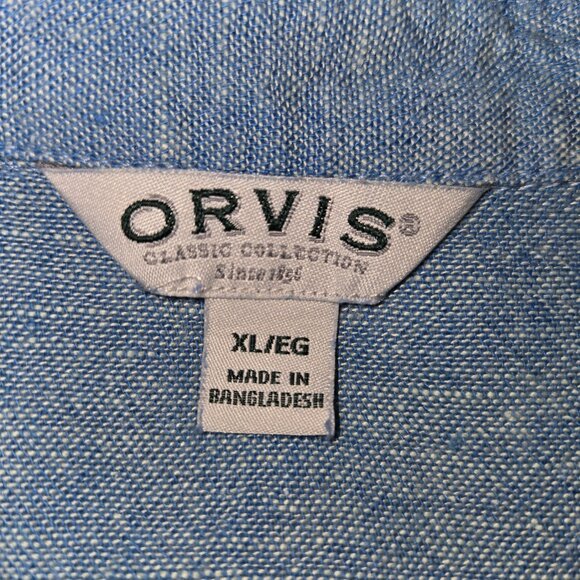 ORVIS Shirt Women’s Button Up Blouse Top Long Sleeve Linen Blend Blue XL - Picture 7 of 12
